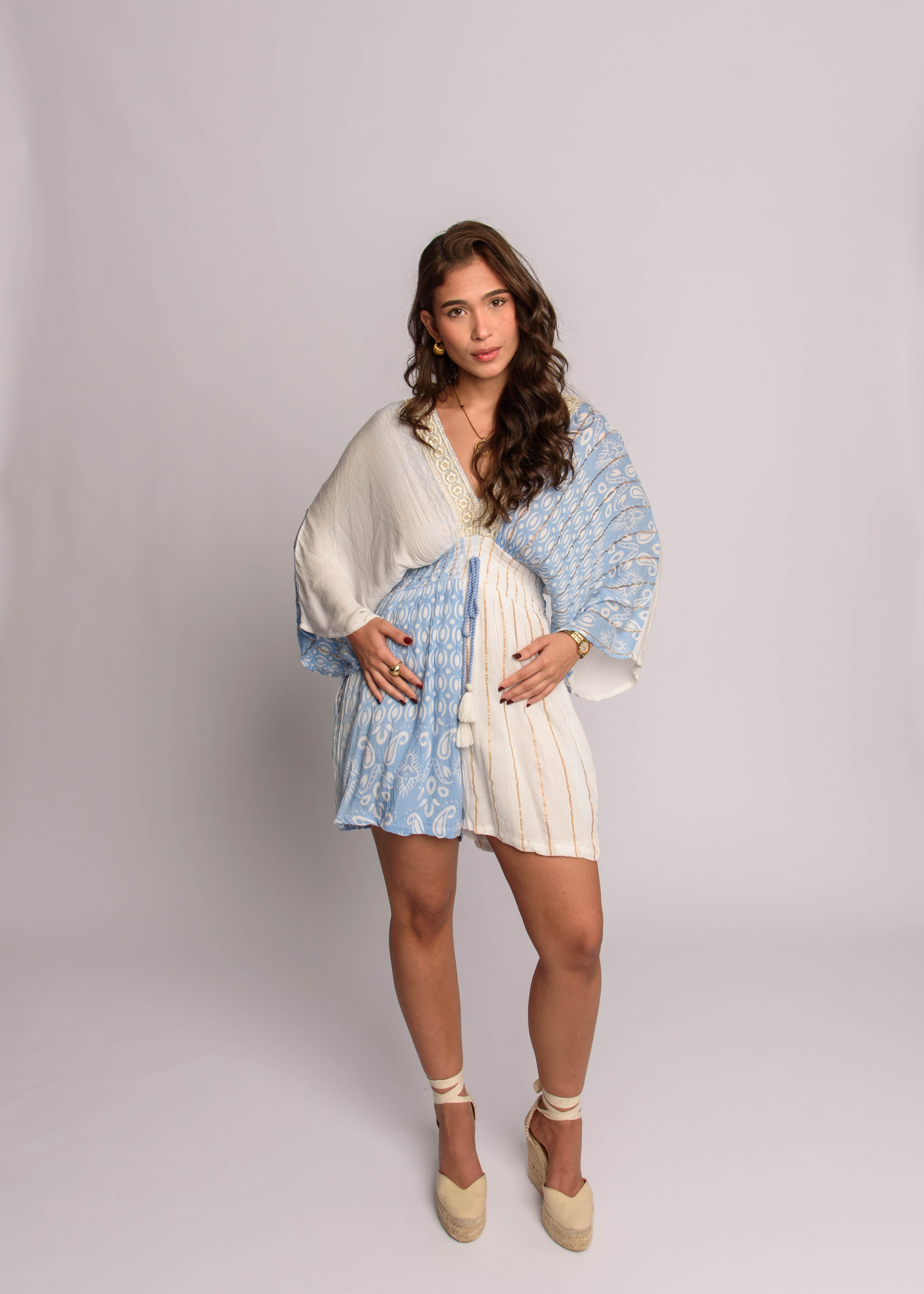 Bell Sleeve Jumpsuit Blue