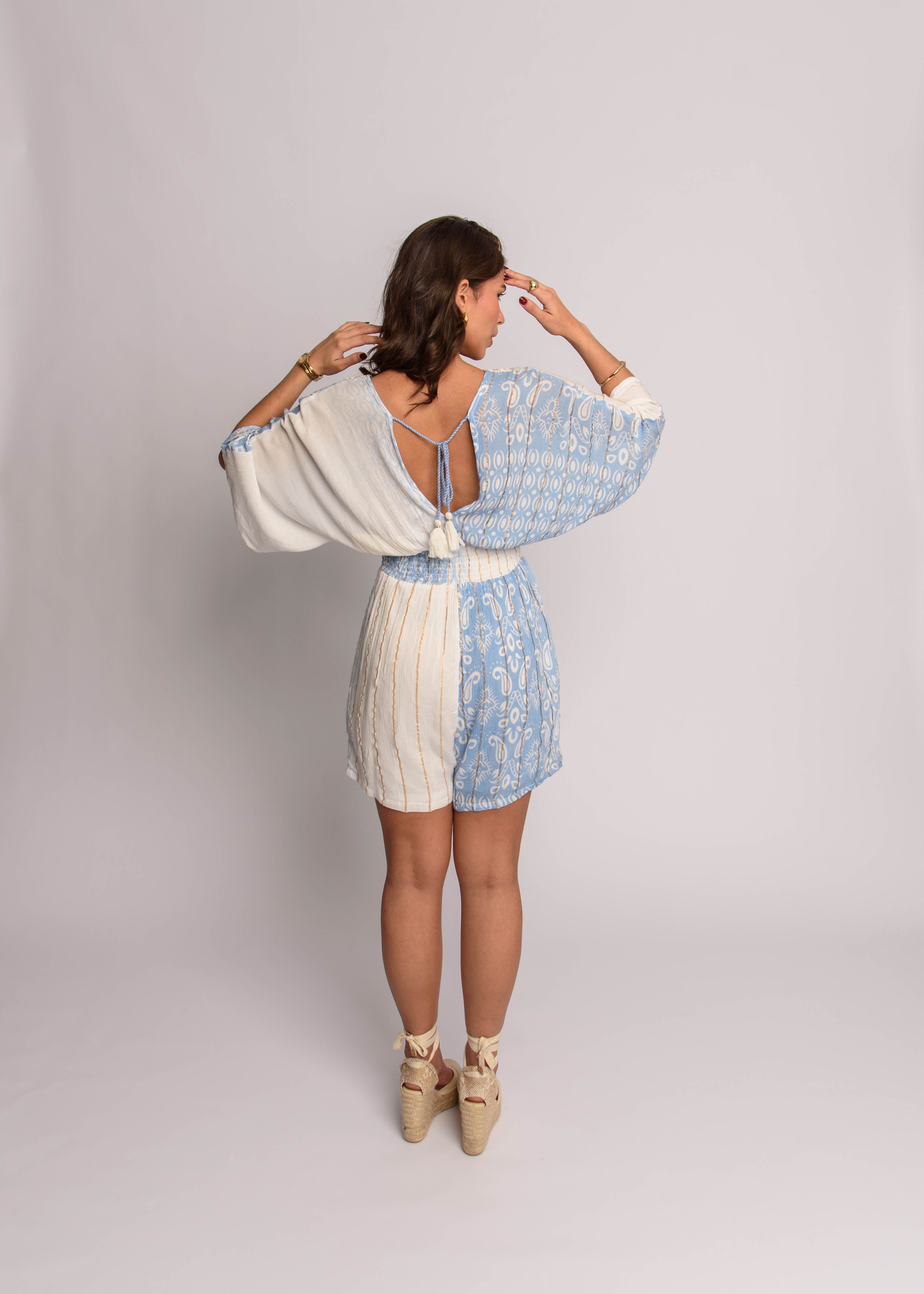 Bell Sleeve Jumpsuit Blue