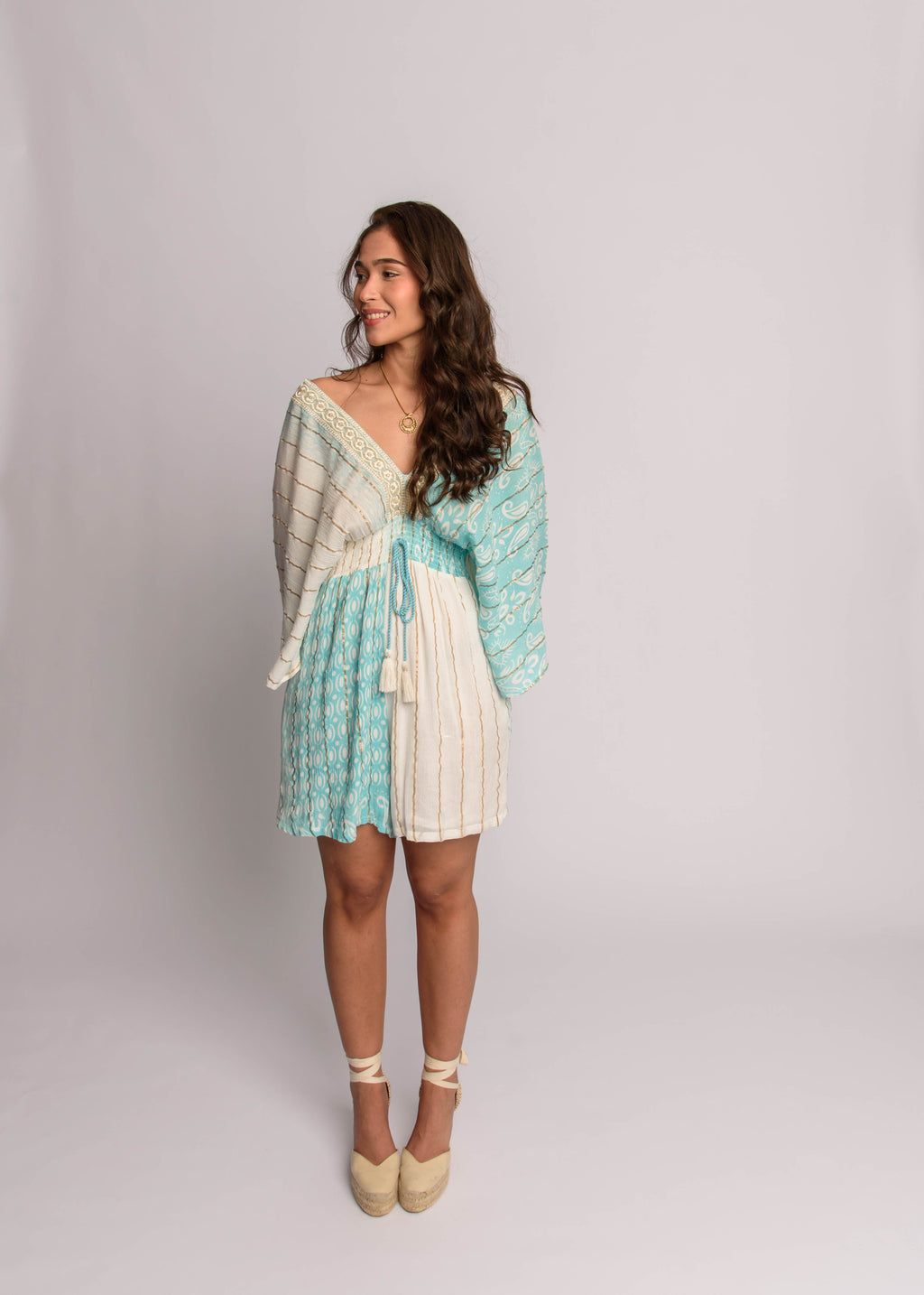 Bell Sleeve Jumpsuit Aqua