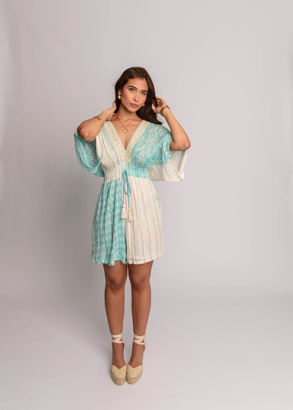 Bell Sleeve Jumpsuit Aqua