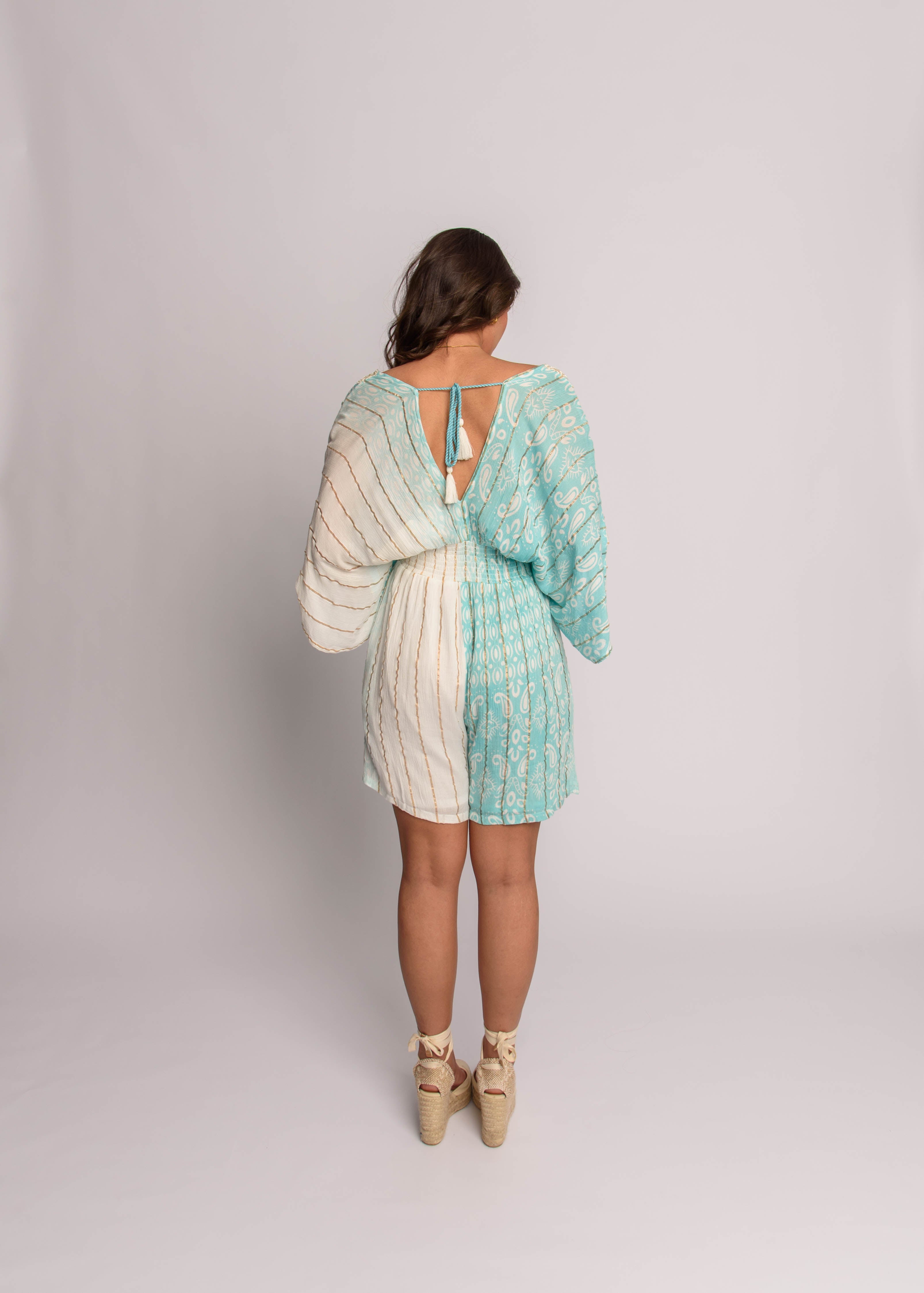Bell Sleeve Jumpsuit Aqua