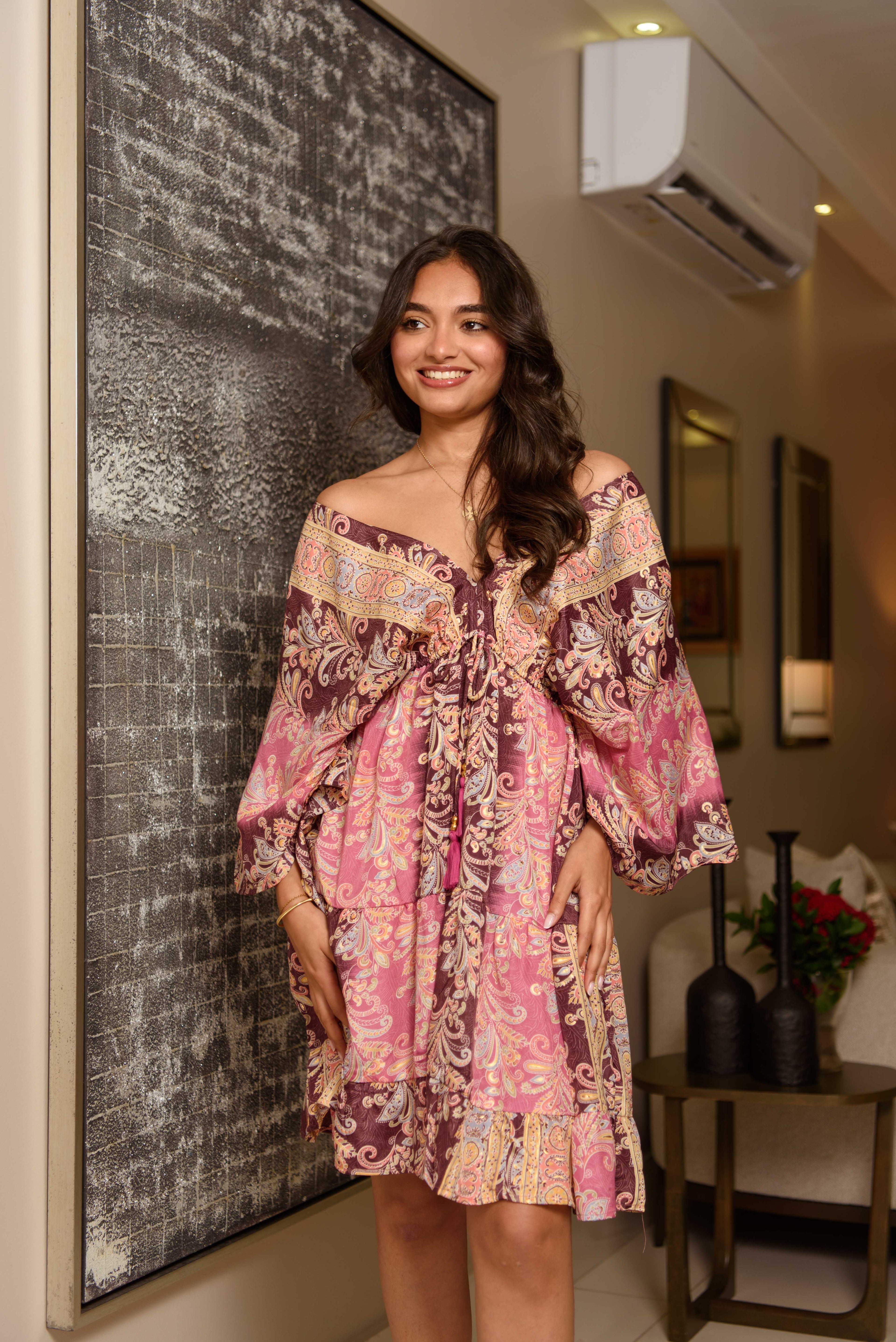 Bell Sleeve Short Dress