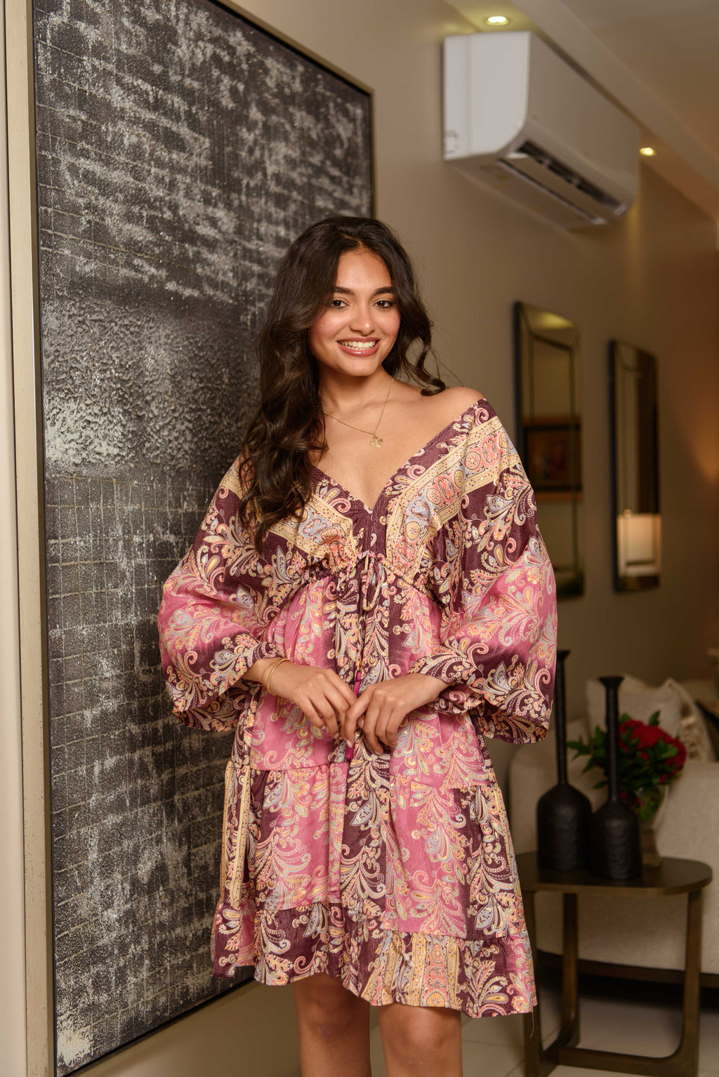 Bell Sleeve Short Dress